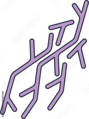 A stylized illustration of branching extracellular matrix fibers. The interconnected purple network represents the structural scaffold of tissues, like collagen, crucial for cell support.