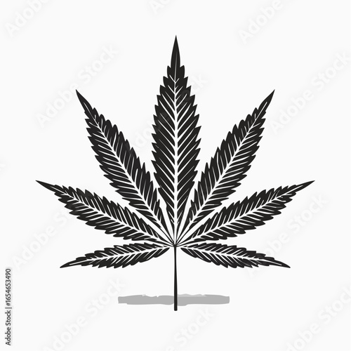 Cannabis Leaf Isolated White Background Marijuana Silhouette Vector Illustration