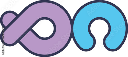 A stylized icon of the hCG molecule, showing its two subunits: the common alpha (purple) and unique beta (blue). Represents the pregnancy hormone's structure for scientific and medical concepts.