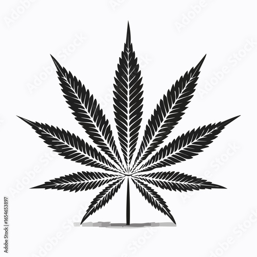 Cannabis Leaf Isolated White Background Marijuana Silhouette Vector Illustration