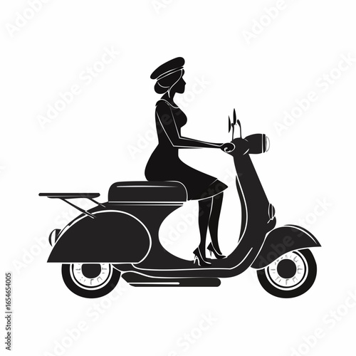 Scooter Girl silhouette vector image isolated on white background.