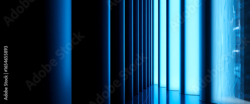 Dynamic blue light streaks create a futuristic, modern abstract background.