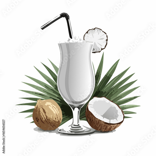 Pina colada cocktail image vector isolated on white background