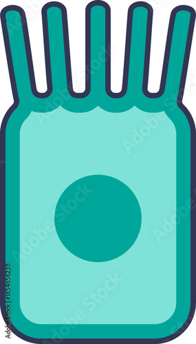 Icon of a proximal tubule cell. Features a cuboidal shape, central nucleus, and apical microvilli (brush border) for kidney reabsorption.
