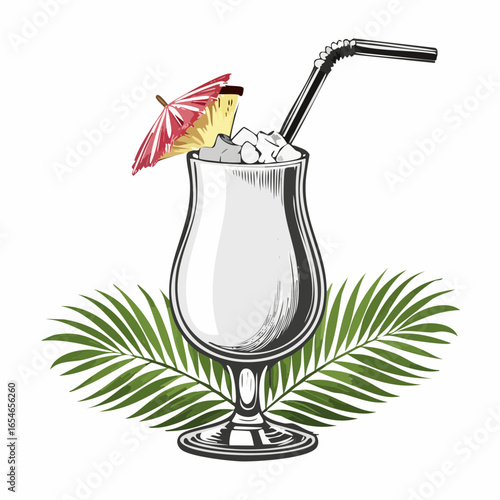 Pina colada cocktail image vector isolated on white background