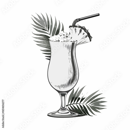 Pina colada cocktail image vector isolated on white background