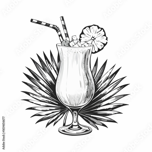 Cocktail pina colada image vector isolated on white background