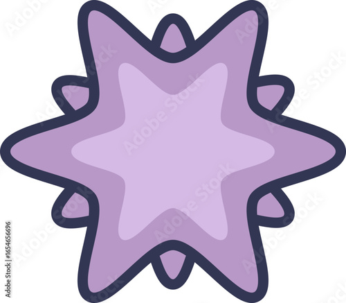 A stylized illustration of a Von Willebrand factor (VWF) molecule. The abstract, star-like shape represents its adhesive function in blood clotting and platelet aggregation.