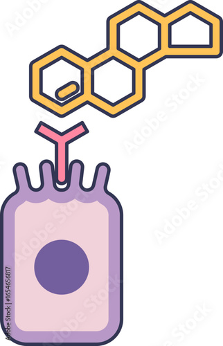 Illustration of the aldosterone steroid hormone binding to a mineralocorticoid receptor on a target cell, depicting its mechanism of action in regulating electrolyte balance.