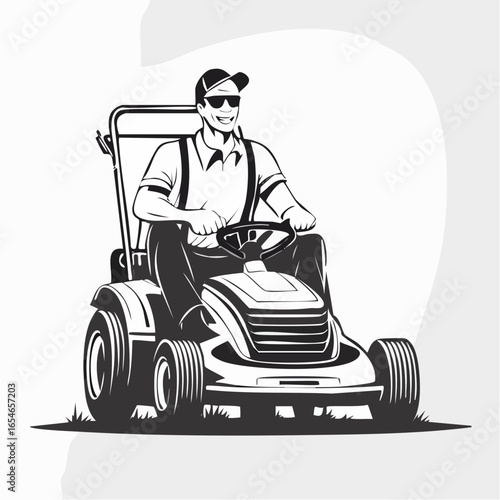 Man On Lawnmower image Vector and Vector Art isolated on white background.