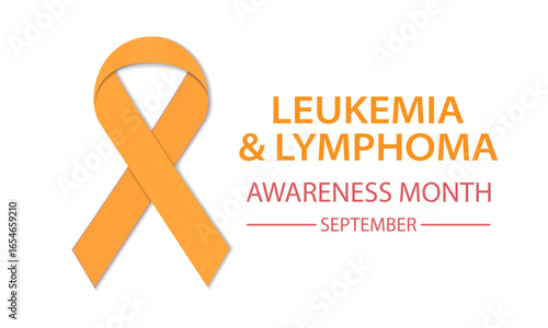 Leukemia and Lymphoma Awareness Month. An orange information ribbon. A campaign to raise awareness about leukemia in September. Support for the fight against blood cancer. Banner, poster, social media