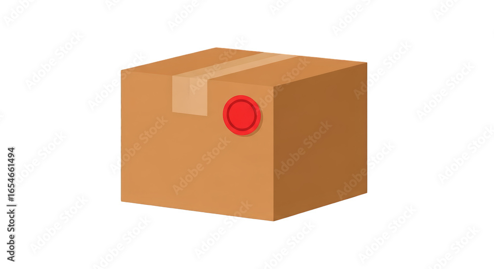 Obraz premium Cardboard Box with Red Seal box cardboard package parcel delivery shipping mail post container packaging brown