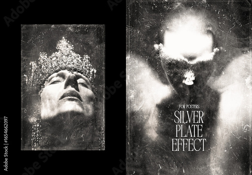 Silver Plate Poster Photo Effect Mockup