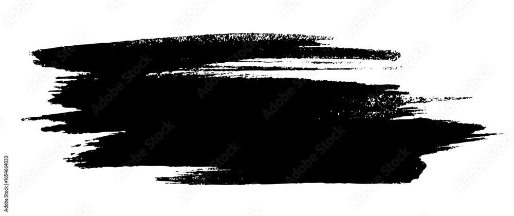 Brush line. Vector black paint brush spot, highlighter line or felt-tip pen marker. Ink smudge abstract shape stains with texture
