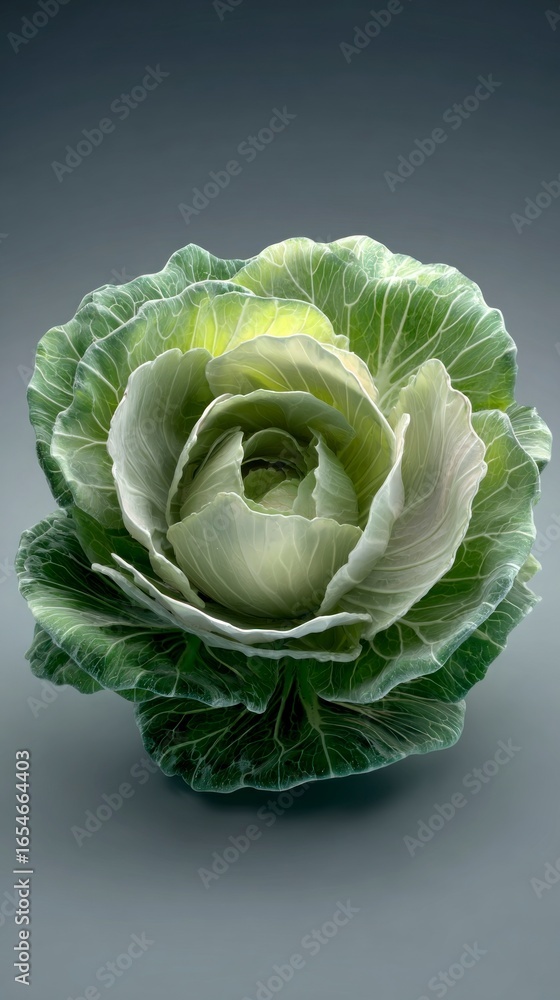 Obraz premium Fresh green cabbage head closeup