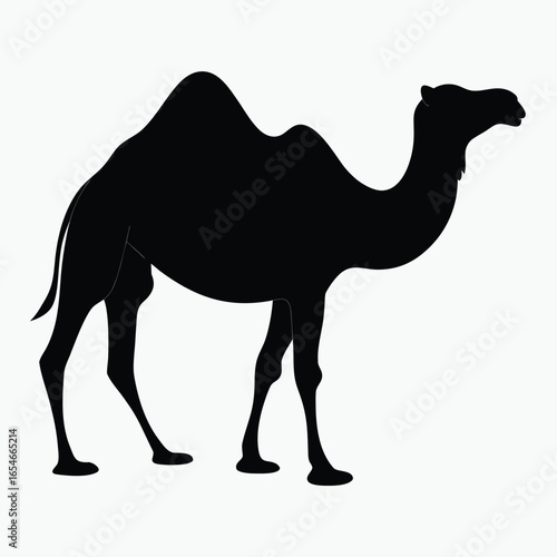 Black Camel Silhouette Vector Minimalist Desert Animal Icon Design