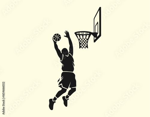 Solid icon of a basketball player dunking