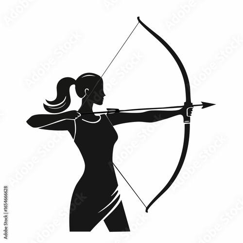Foto A Greek Archer with Bow and Arrow Silhouette vector isolated on white background