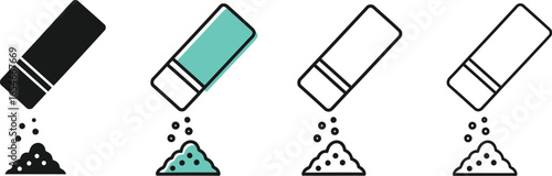 Powder dispenser vector icon set for kitchen and food use