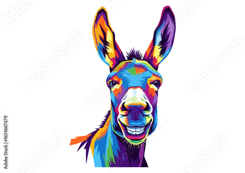 Colorful illustrated donkey with a cheerful expression 