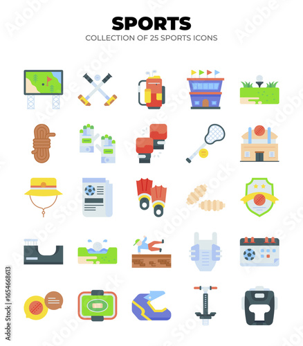 Collection of 25 Sport Icons. Flat Design