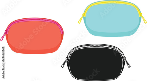 Colorful zipper pouches small makeup bags set of three bags