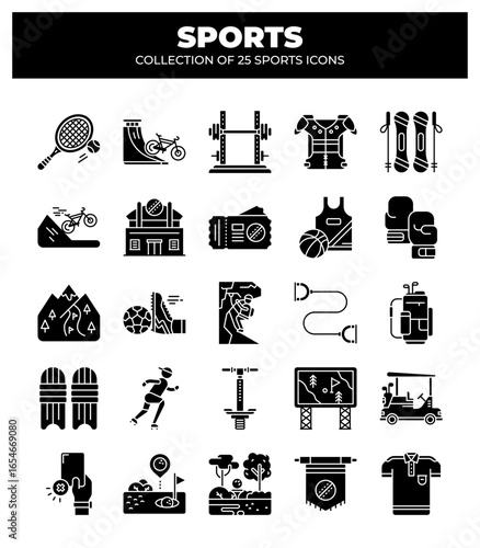 Collection of 25 Sports Icons. Ultimate Guide to Sport Equipment and Activities