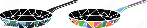 Frying pan vector art kitchenware cooking utensil design