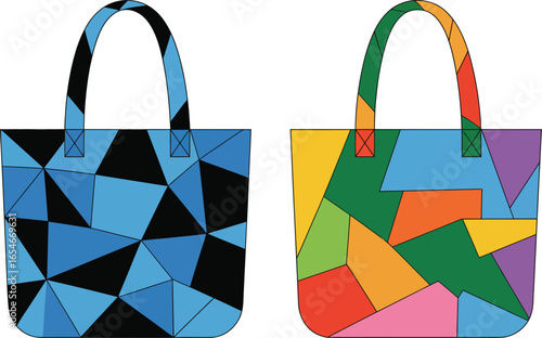 Geometric tote bags colorful design modern art shopping bags
