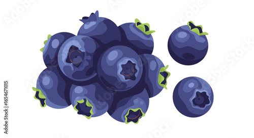 Vivid illustration of fresh, ripe blueberries showcasing rich color and plump texture ideal for healthy snack or culinary use