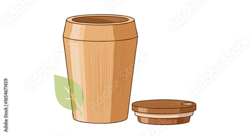 Eco-Friendly Wooden Travel Coffee Mug with a Lid Designed for Sustainable Drinkware Lifestyle and Portable Beverage enjoyment