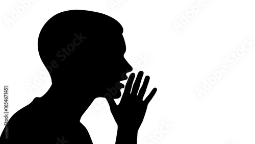 Person whispering silhouette vector isolated 