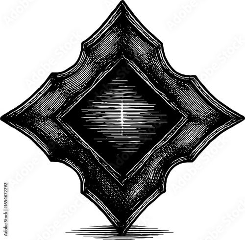 Engraved illustration of persian rug design for artistic print and decor