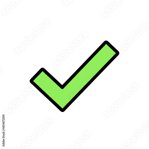 Stylized green checkmark icon representing approval or success with clean minimalistic design perfect for digital interfaces and visual communication