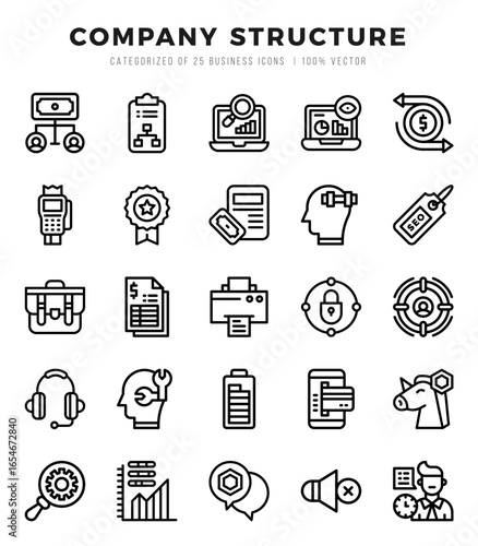 Company Structure Lineal icons collection. Lineal icons pack. Vector illustration