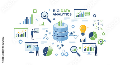 Comprehensive Visualization of Big Data Analytics Concepts Featuring Data Servers and Graphical Insights