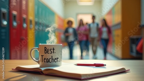 Teacher's Mug and Planner Overhead During Busy School Break