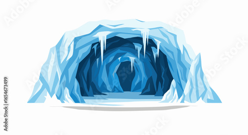 Majestic Glacial Ice Cave with Stalactites and Icy Formations Highlighting Natural Frozen Water Sculptures