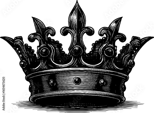 Vintage engraved illustration of royal crown for design and decor