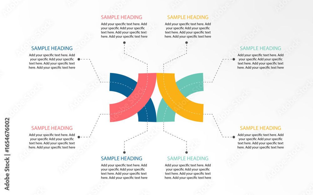 Fototapeta premium Half circle infographics with 4 options, four option half circle infographics design, half circle design for PPT