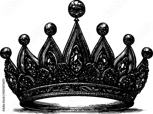 Elegant tiara with gemstones engraved design for vintage royalty themes