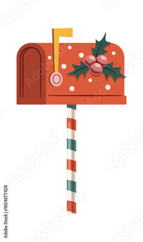 Postal mailbox decorated for Christmas