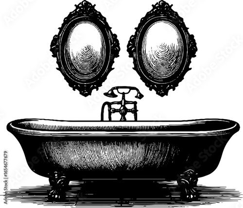 Victorian bathroom design with classic bathtub and ornate mirrors - perfect for vintage decor ideas