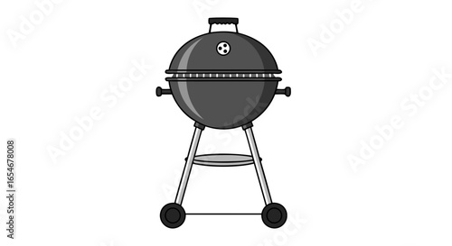 Simplistic cartoon-style charcoal grill illustration with minimalistic design for cooking and outdoor entertainment scenes