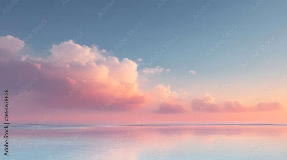 Fototapeta premium A pastel tropical horizon with calm water and subtle glowing sky