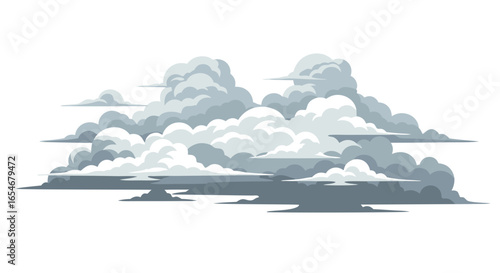 Serene and Dramatic Cloudscape Illustration Highlighting Dynamic Atmospheric Patterns and Soft Gradient Shades with Emphasis on Atmospheric Phenomena