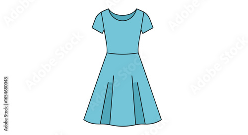Elegant light blue dress with a fitted waist and flowing pleated skirt designed for special occasions or casual outings showcasing classic style and