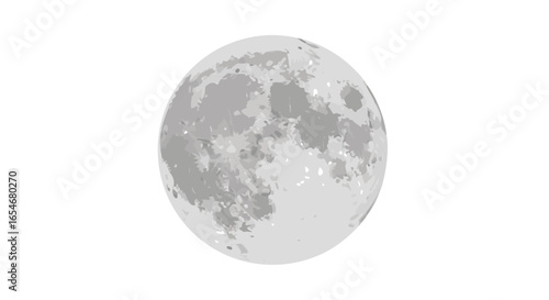 Detailed high-resolution illustration of the complete lunar disc showcasing realistic crater textures and surface variations across the moon's