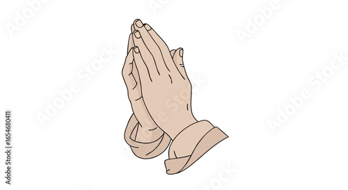Illustration of Hands in a Gesture of Prayer or Reflection Showcasing Cultural Significance and Respectful Posture Emphasizing Spirituality and