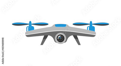 Futuristic quadcopter drone equipped with camera for aerial photography and surveillance in modern technology settings